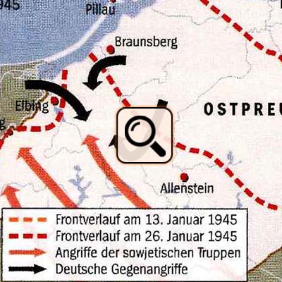 Frontverlauf in Ostpreussen im Januar 1945