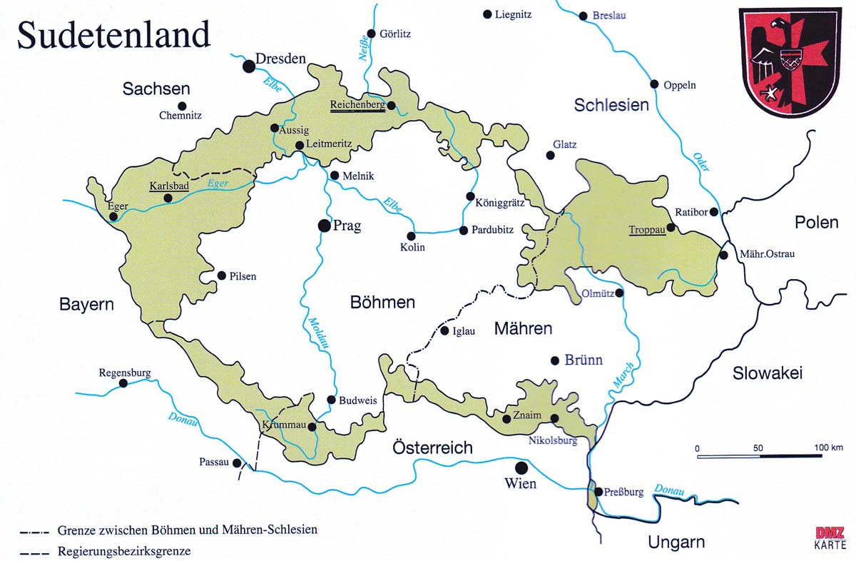 Sudetenland Karte